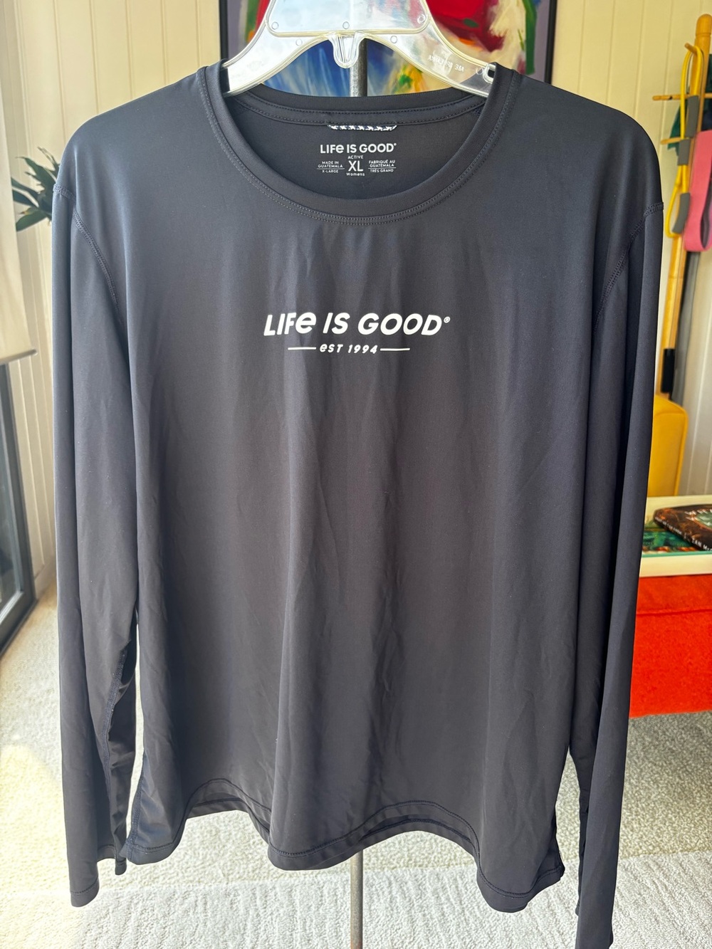 Life Is Good Black Long-Sleeve Lightweight Performance Tee